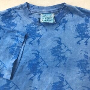 Vintage 90s Kokopelli Shirt Mens L Blue Single Stitch Local Art AOP Southwest